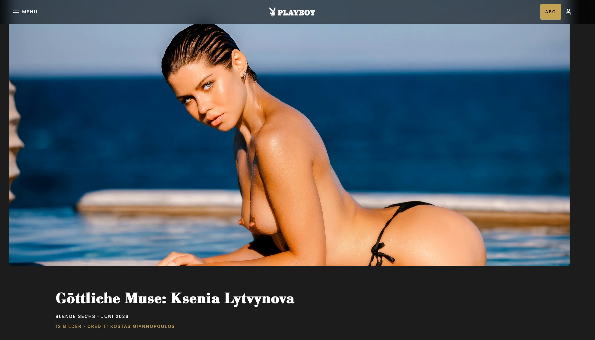 Göttliche Muse: Ksenia Lytvynova — Playboy Deutschland, Blende Sechs, Juni 2026. Fotografie: Kostas Giannopoulos